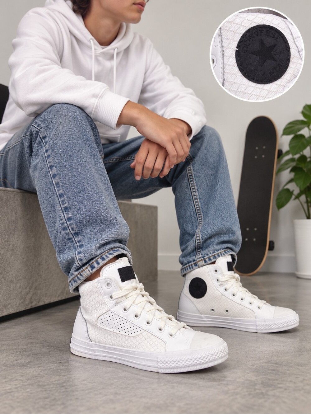 Converse Chuck Taylor Asylum  Big Kids Youth Shoes, White, Size 3